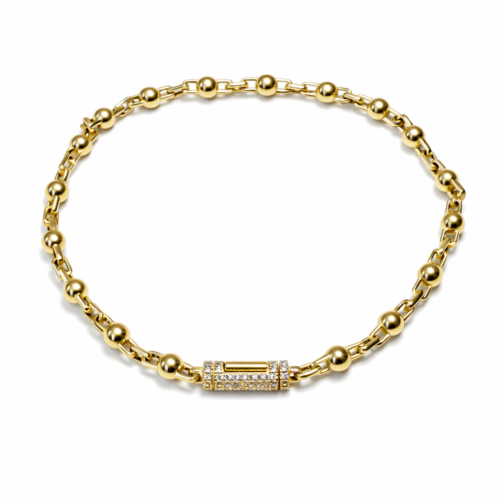 10k Gold Beaded Link Bracelet