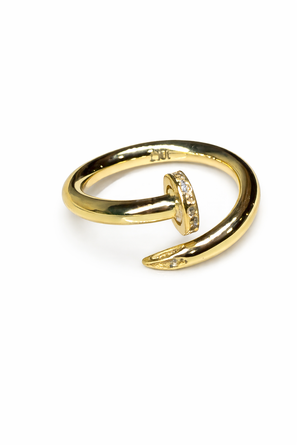 10K Yellow Gold Pave Circle Bypass Ring — Real Gold Statement Piece