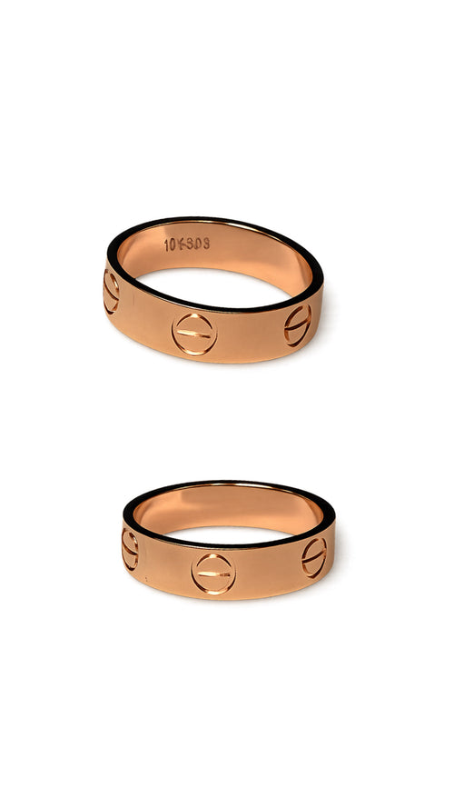 10K Rose Gold Screw Motif Ring — Authentic 10K Pink Gold Band