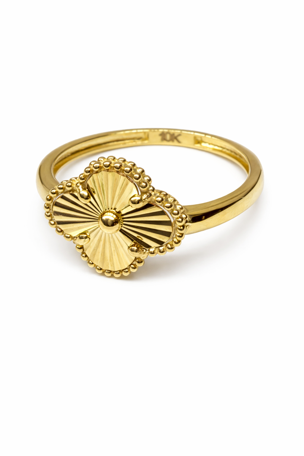 10K Yellow Gold Clover Motif Ring — Real Gold Everyday Luxury
