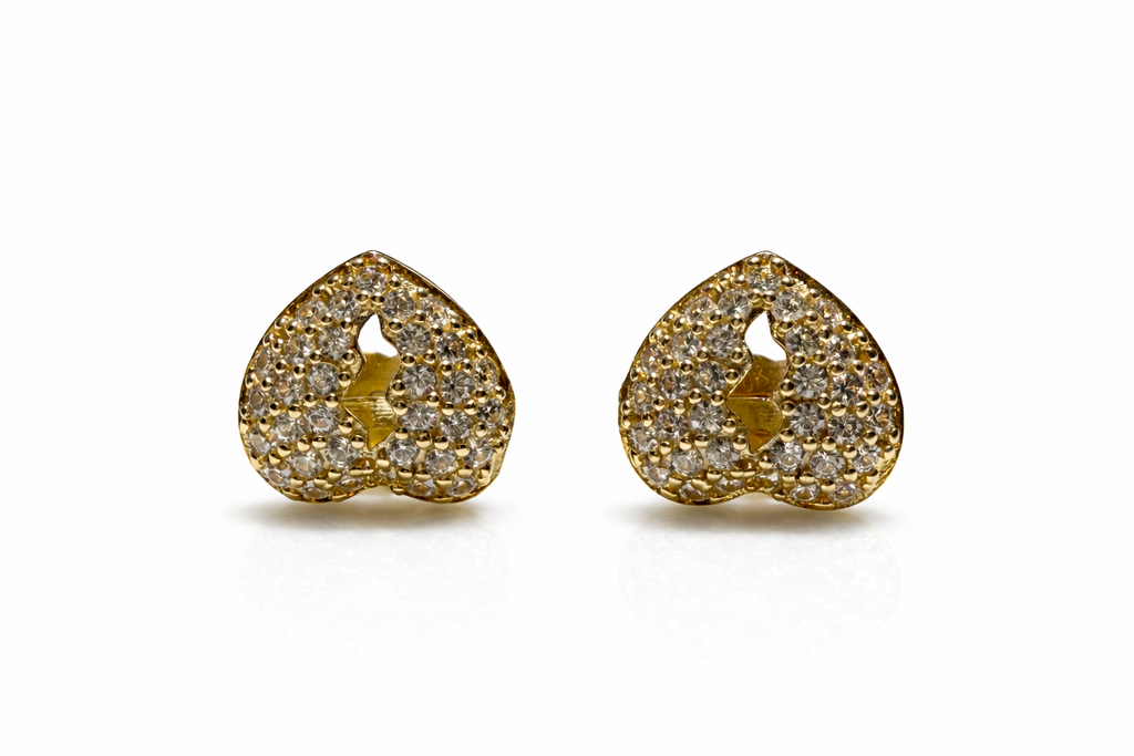 10K Solid Gold Heart Stud Earrings — Timeless Symbol of Love