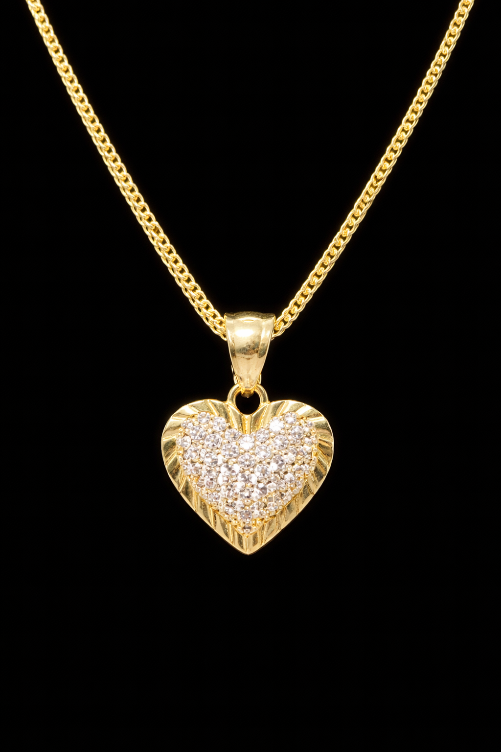 10K Italian Gold Franco Chain with Heart Pendant — 18" Solid Gold