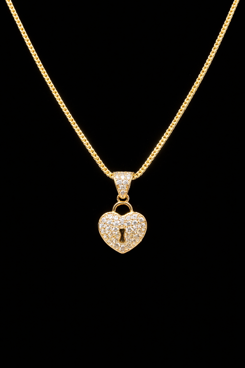 10K Italian Gold Franco Chain with Heart Charm — 18" Authentic Link