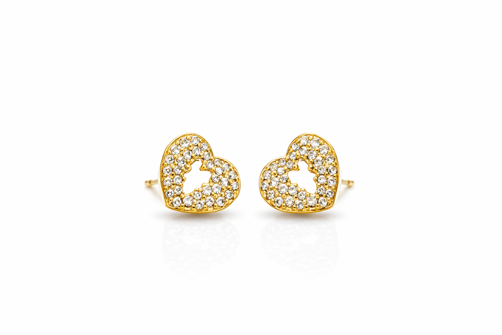 10K Solid Gold Heart Stud Earrings — Timeless Symbol of Love