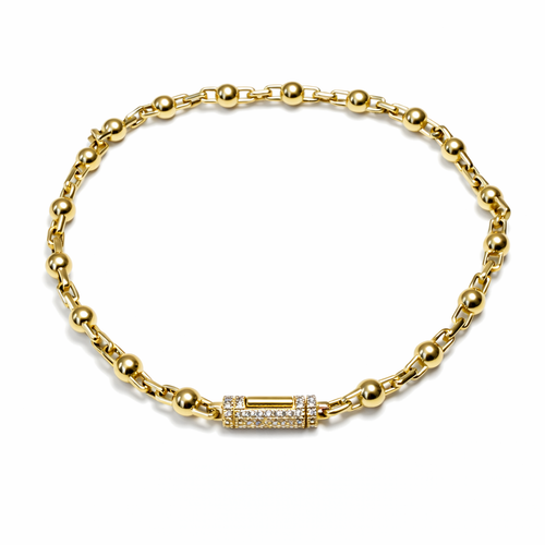 10K Solid Gold Beaded Link Bracelet — Authentic High-Polish Gold