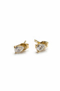 10K Solid Gold Teardrop Stud Earrings — Elegant High-Polish Drops