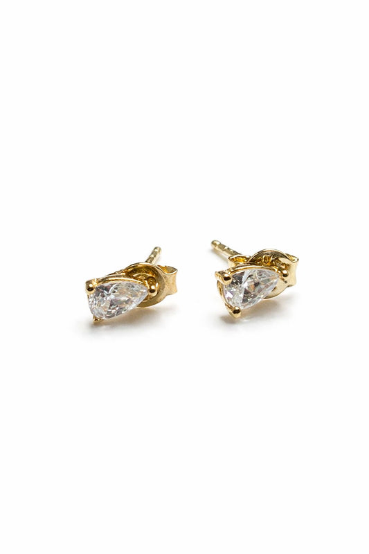 10K Solid Gold Teardrop Stud Earrings — Elegant High-Polish Drops